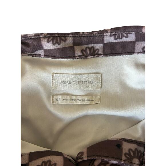 Urban Outfitters Women’s Brown Retro Mesh Mini Dress Floral Checkered Size Small - Picture 5 of 5